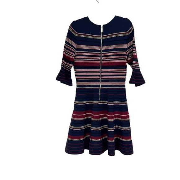 NWT Ted Baker Size 3 Ottoman Skater Dress Stripe Dark Blue - Picture 4 of 11